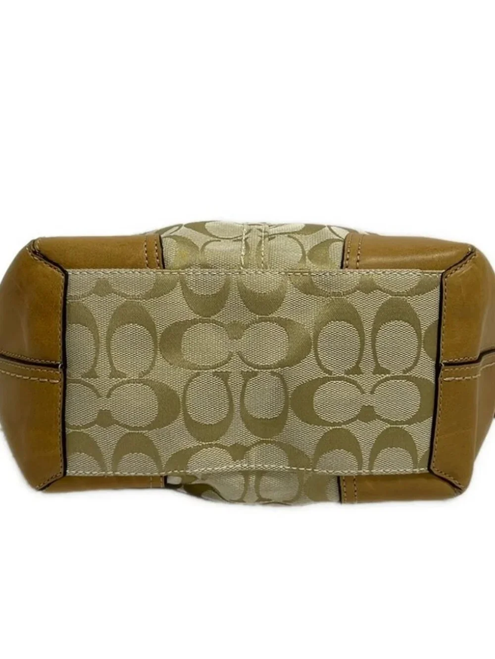 COACH Bleecker Signature Duffle 12390 Beige Jacquard Leather Shoulder Bag